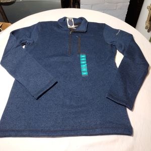 Eddie Bauer Heather Dress Blues Radiator Fleece Quarter-Zip Classic Fit Sweater